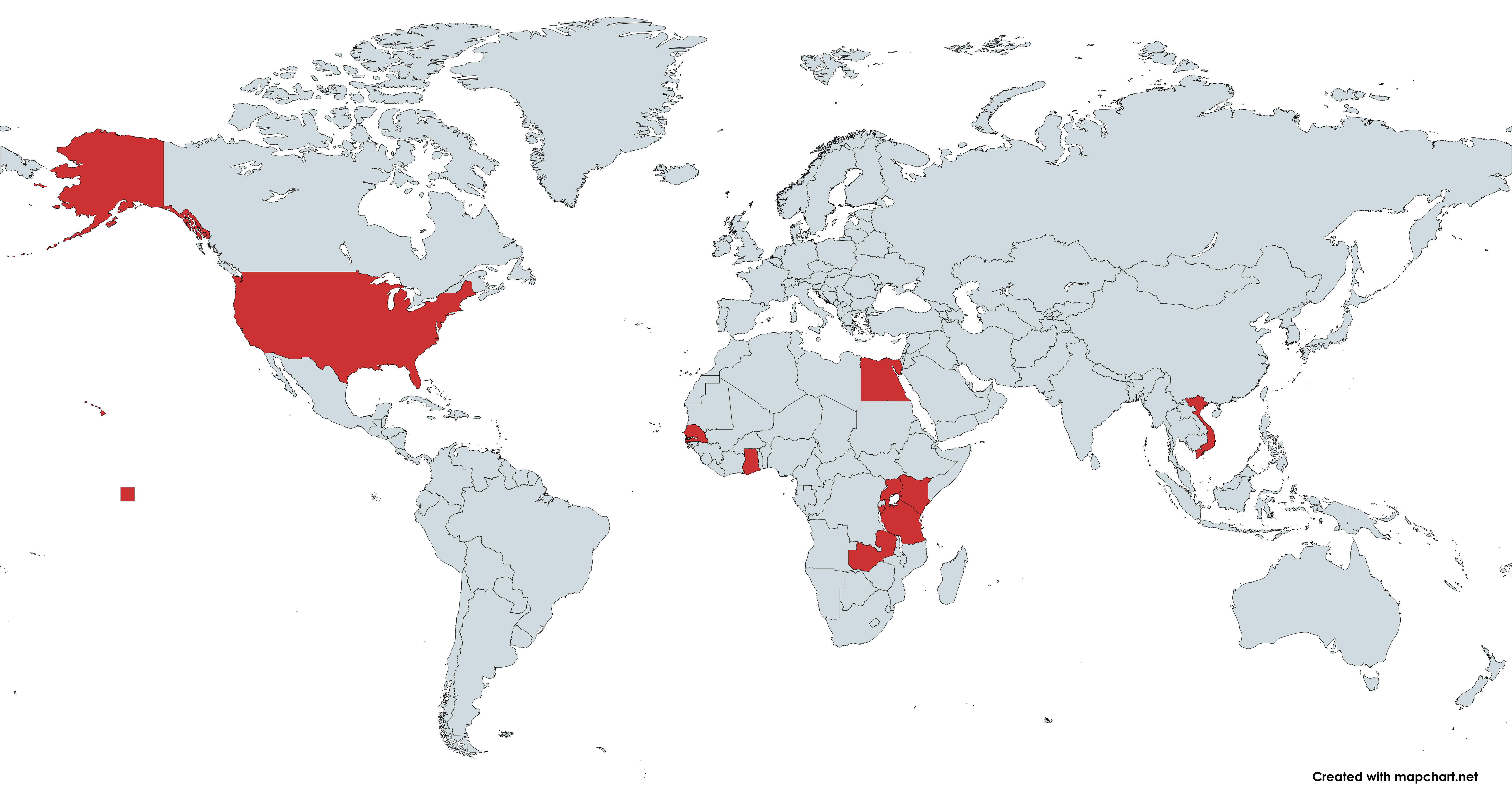 World map highlighting the countries where Binary Tree operates, including the United States, Senegal, Ghana, Egypt, Uganda, Kenya, Tanzania, Zambia, and Vietnam