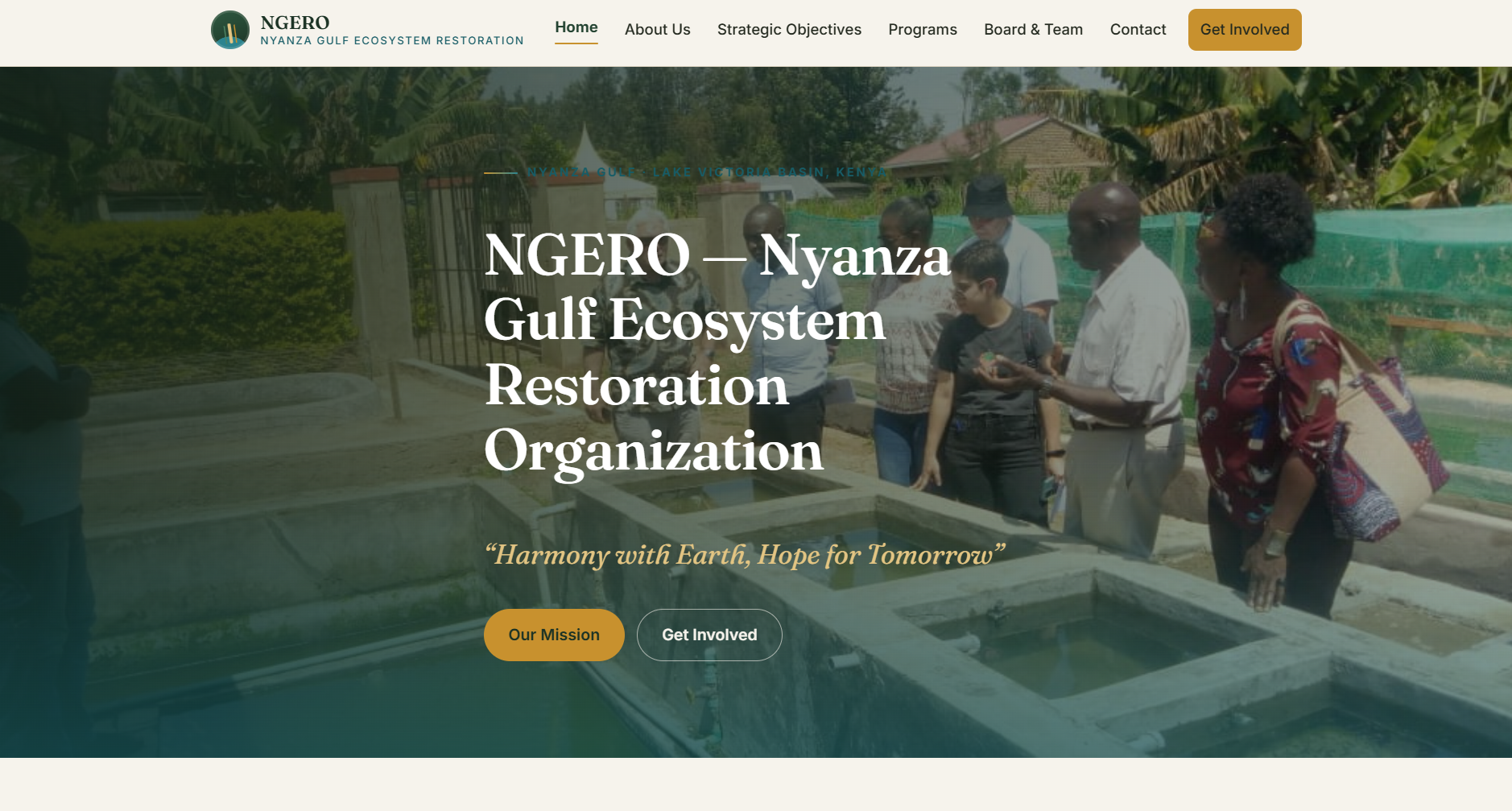 NGERO — Nyanza Gulf Ecosystem Restoration Organization, a site for an environmental nonprofit on the Lake Victoria basin in Kenya